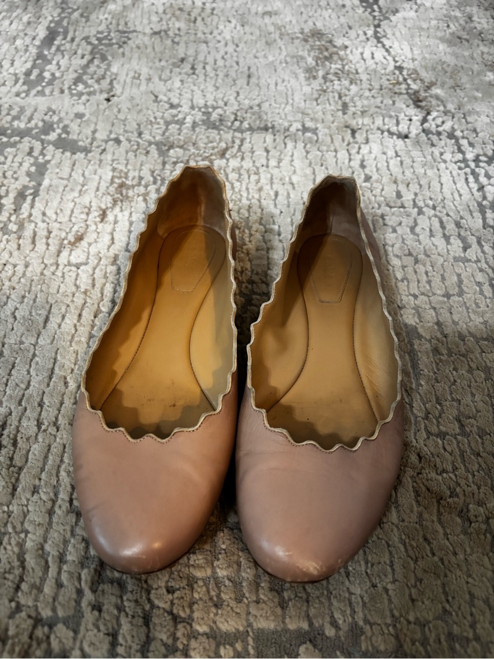 Chloe Lauren Scalloped Edge Ballet Flats - Nude Pink size women’s 38